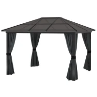 Outsunny 3 x 3.6m Hardtop Aluminium Gazebo - Black and Grey(m-11)