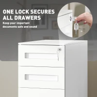 Vinsetto Three-Drawer Steel Filing Cabinet - White(m-6)