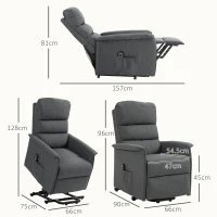 HOMCOM Electric Riser Recline Armchair, with Footrest - Dark Grey(m-3)