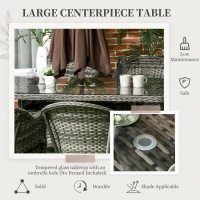 Outsunny Seven-Piece Rattan Dining Set - Grey(m-5)