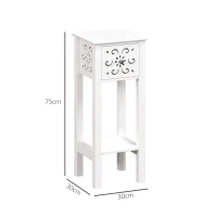 HOMCOM Set of Two Elegant Floral Cut-Out Side Tables - White(m-3)