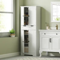 HOMCOM Tall Bathroom Storage Cabinet - White(m-2)