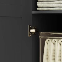 HOMCOM Double Panel Door Wardrobe, with Shelves - Black(m-9)
