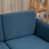 HOMCOM Compact Loveseat Sofa, Modern 2 Seater Sofa for Living Room with Wood Legs and Armrests, Blue(m-8)
