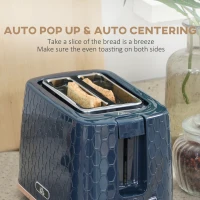 HOMCOM 1.7L 3000W Fast Boil Kettle & 2 Slice Toaster Set, Kettle and Toaster Set with Auto Shut Off, Browning Controls, Blue(m-6)