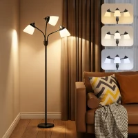 HOMCOM Arc Tree Floor Lamp with 3 Adjustable Rotating Lights and 3000K/4500K/6500K Colour Temperatures, Industrial Standing Lamp with Steel Frame for Bedroom Living Room, 155cm, Black(m-10)