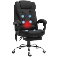 Vinsetto Ergonomic Massage Office Chair with 6-Point Vibrating & Heated Lumbar Support, Executive High Back Computer Desk Chair with Footrest, 135° Reclining, Breathable Microfiber Fabric, Full Black(m-10)