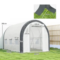 Outsunny 3 x 2(m) Walk-In Tunnel Greenhouse, with Accessories - White(m-3)
