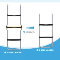 SPORTNOW Galvanised Steel Trampoline Ladder, 2 Steps/3 Steps Outdoor Trampoline Accessories for 6ft, 8ft, 10ft, 12ft, 13ft, 14ft, 16ft Trampoline, 110L x 32Wcm, Silver Tone(m-4)