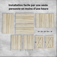 Outsunny Armoire de jardin en bois, placard de jardin en bois avec étagères et double portes, 110 x 60 x 88,5 cm, bois naturel(m-7)