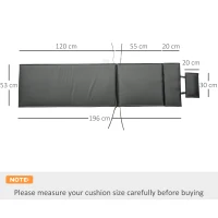 Outsunny Garden Sun Lounger Cushion Replacement Soft Sunbed Reclining Chair Relaxer Pad with Pillow, Cushion ONLY - Grey(m-3)