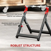HOMCOM Foldable Motorcycle Wheel Balancer Truing Stand with Spoke Wrench, Steel Bike Tyre Rim Balancing Stand with Aluminium Shaft, Fits Wheels up to 23" in Diameter, 5" in Width, Black(m-6)