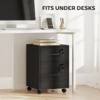 HOMCOM Rolling File Cabinet with 2 Drawers, Mobile Filing Cabinet with Hanging File Folder for Letter Sized Documents, Black(m-7)