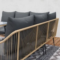 Outsunny Six-Piece Rattan Strong Garden Sofa Set - Brown/Grey(m-9)