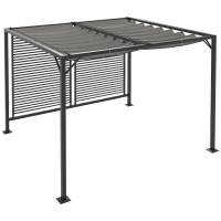 Outsunny 3 x 2.8m Metal Pergola, with Retractable Fabric Roof - Grey