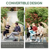 Outsunny Fir Wood Convertible 2 to 3 Seater Outdoor Garden Bench, Natural Wood Finish(m-4)