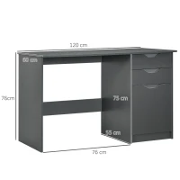 HOMCOM Computer Desk with Drawers, High Gloss Home Office Desk with Storage Cabinet, Study Workstation, 120 x 60cm, Grey(m-3)