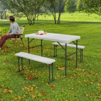 Outsunny Three-Piece Folding Picnic Table and Bench Set - White(m-8)