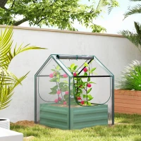 Outsunny 61 x 61cm Garden Planter Bed, with Cover - Green(m-2)