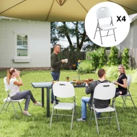 Outsunny Set of Four Foldable Outdoor Chairs - White(m-2)