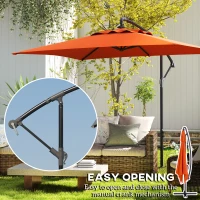 Outsunny 3(m) Cantilever Overhanging Parasol, with Cross Base - Orange(m-4)