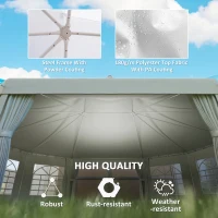 Outsunny 10 Sides Decagonal Garden Gazebo Marquee Party Tent Wedding Canopy Outdoor Heavy Duty Metal Frame (8.9m x 6.5m) - White(m-6)