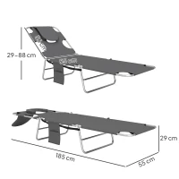 Outsunny Reclining Face Hole Sun Lounger - Dark Grey(m-3)