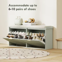 HOMCOM Elegant Ten Shoe Bench, with Top Seat - Green(m-5)