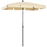 Outsunny 2 x 1.3m Garden Parasol Umbrella, Outdoor Market Table Umbrella with Ruffles & Aluminium Pole, Rectangular Tilting Parasol Sun Shade Canopy, Beige(m-11)