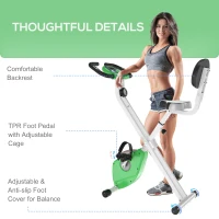 HOMCOM Folding Exercise Bike, Fitness Bicycle Indoor Trainer, Quiet 8-Level Magnetic Resistance, with LCD Monitor, Pulse Sensor and Wheels for Sport Maison and Cardio Training, Green(m-8)