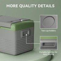 Outsunny 30L Portable Car Refrigerator - Light Green and Grey(m-7)