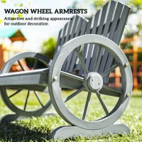 Outsunny Fir Wood Love Seats with Wheel-Shaped Armrests, Large Load-Bearing Chair, Grey(m-7)