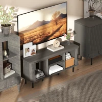 HOMCOM TV Stand Cabinet for TVs up to 55 Inches, TV Unit with Storage Shelves and Cupboard for Living Room, Grey(m-8)