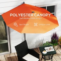 Outsunny 2m Half Parasol Umbrella - Orange(m-7)