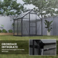 Outsunny Serra da Giardino in Policarbonato e Alluminio con Porta Scorrevole e Finestra, 190x132x201 cm, Grigio(m-7)