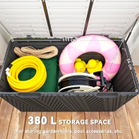 Outsunny 380L Waterproof Outdoor Storage Box, with Lockable Lid - Black(m-4)
