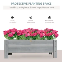 Outsunny 58L Garden Raised Bed Planter Grow Containers for Outdoor Patio Plant Flower Vegetable Pot Fir Wood, 100 x 36.5 x 36 cm, Grey(m-4)
