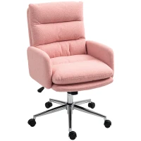 HOMCOM 91-99cm Sherpa Fleece Office Chair - Pink(m-1)