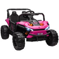AIYAPLAY 12V Battery Powered Ride on Truck w/ Remote, Four Suspension Wheels, Horn, Lights, Music, USB, for Ages 3-5 Years, Pink(m-1)