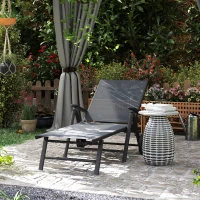 Outsunny Five-Position Reclining Sun Lounger - Grey(m-2)
