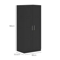 HOMCOM Double Panel Door Wardrobe, with Shelves - Black(m-3)