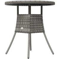 Outsunny 70 cm Wood-Effect Rattan Garden Table - Grey(m-11)
