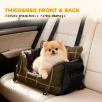 PawHut Dog Car Seat for Small Dogs with Fixed Buckle, Safety Leash, Washable Cover, 58 x 45 x 28 cm, Black(m-5)