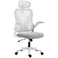HOMCOM Ergonomic Office Chair with Foldable Backrest, 2D Headrest - Light Grey(m-11)