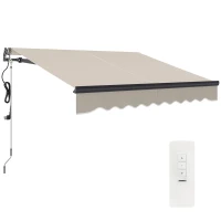 Outsunny 2.5 x 2m Electric Awning with Remote Controller, Aluminium Frame DIY Retractable Awning, UV30+ Sun Shade Canopy for Garden Patio Deck Door Window, Beige(m-10)