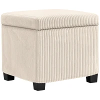 HOMCOM Storage Ottoman Bench, Corduroy Storage Chest Box with Wooden Legs, 40cm Bed End Bench for Living Room, Bedroom, Entryway, Beige(m-1)