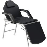 HOMCOM Portable Massage Table, 3 Section Adjustable Beauty Bed, Foldable Massage Bed with Face Hole, Recliner Chair with Removable Headrest and Armrests for Spa, Lash, Tattoo, Black(m-1)