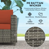 Outsunny Rattan Sofa, 2 Seater Garden Furniture with Soft Padded Cushion and Armrests, Wicker Garden Loveseat for Patio, Grey(m-4)
