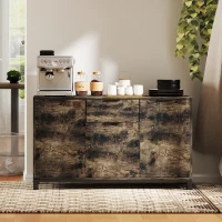 HOMCOM Sideboard, Industrial Storage Cabinet with Doors, Drawer, Cupboard and Adjustable Shelves for Living Room, Dining Room, Hallway, Rustic Brown(m-8)