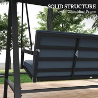 Outsunny Three-Seat Garden Swing Chair, with Adjustable Canopy - Dark Grey(m-4)